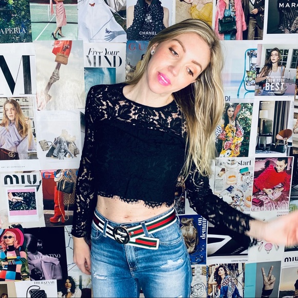 Dian Von Furstenberg Bell Sleeve Black Lace Top - Picture 10 of 13